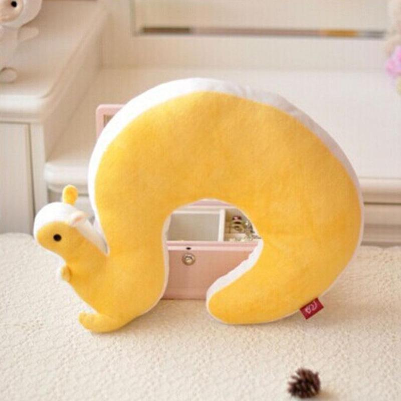 Candy Color Nap Pillow Health Care Novelty Squirrel Animal Cotton Plush U Shape Neck Pillow Travel Car Home Pillow