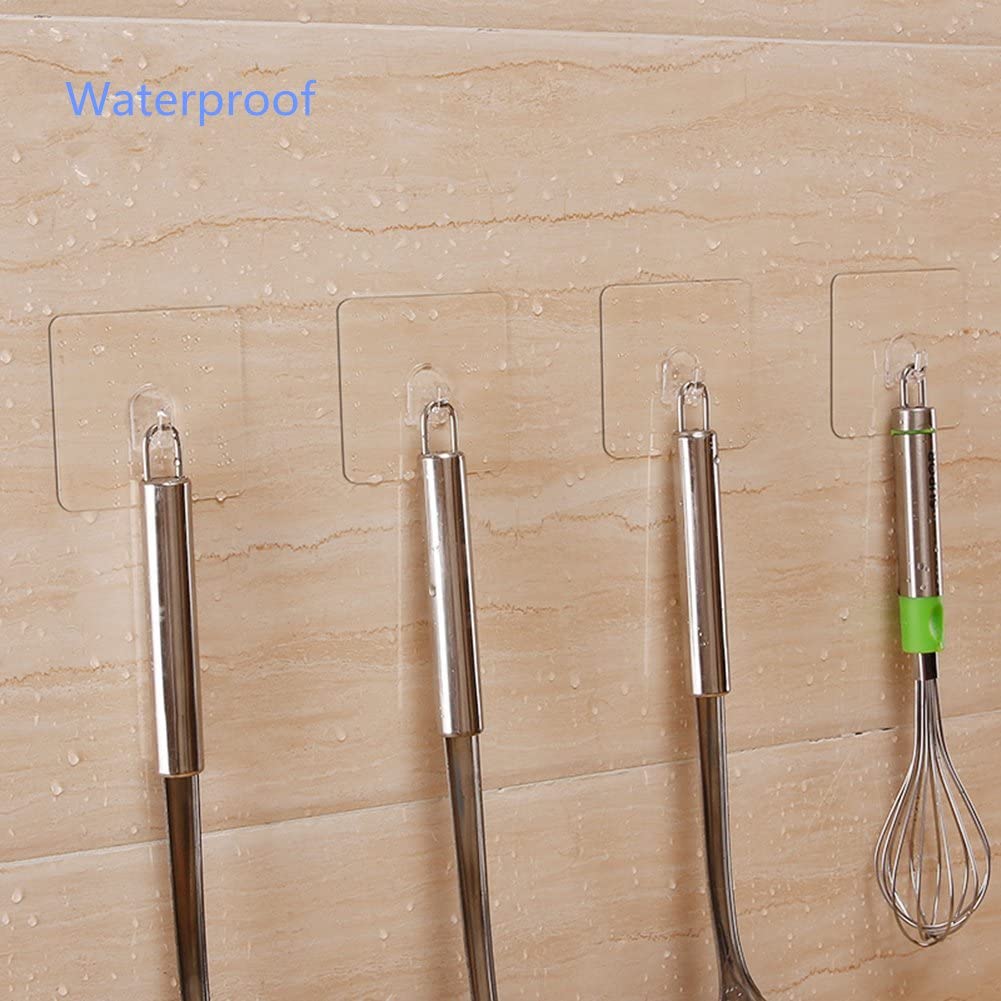 5/10/20 Pack Transparent Plastic Reusable Heavy Duty Wall Hook for Kitchen Bathroom Office No Trace No Scratch Waterproof