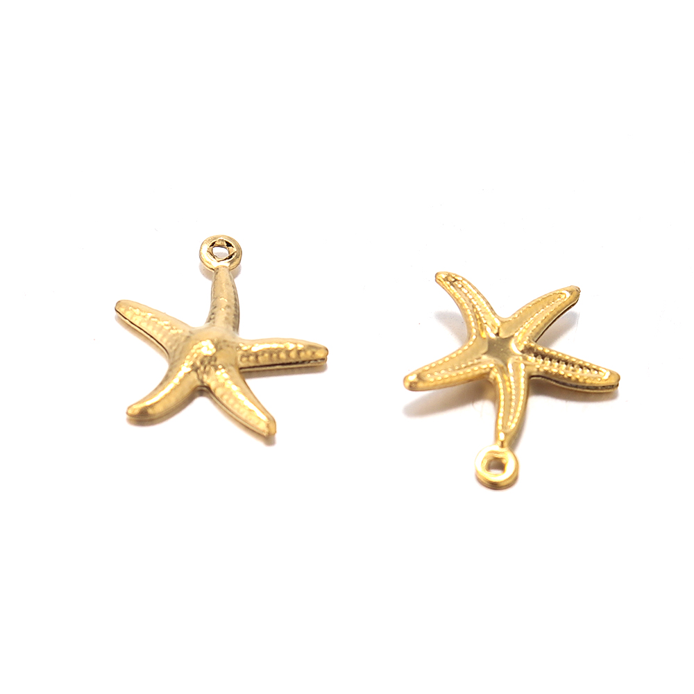 Breloques étoile de mer en acier inoxydable, couleur or, pendentif en coquillage, collier, Bracelet, résultats pour bricolage, accessoires de fabrication de bijoux, 20 pièces/lot