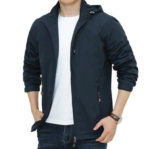 Chaqueta impermeable de exterior para hombre, cortavientos de viaje, para acampar, senderismo, AM388: dark blue / Asian Size M