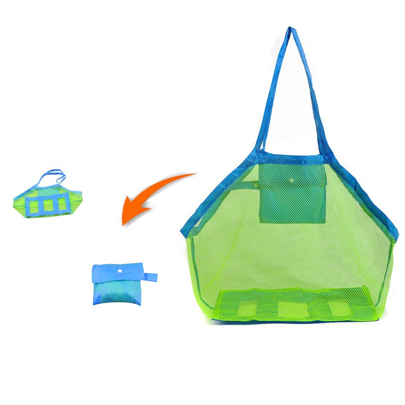 Portable Foldable Kids Beach Toys Mesh Bag Children Bath Beach Toys Pouch Bag Child Baby Large Mesh Tote Baskets Storage Bag