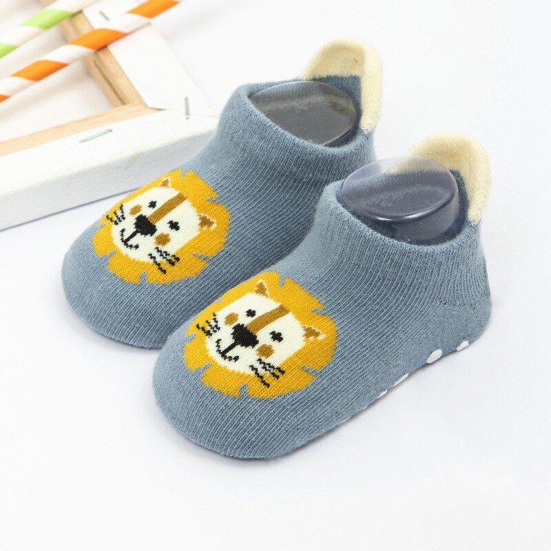 Sprinbaby Anti Slip Vloer Sok Schoenen Zomer Herfst Baby Meisjes Sokjes Pasgeboren Cartoon Baby Sokken Baby Kids Jongen Thuis sokken: grey blue / 0-1Years