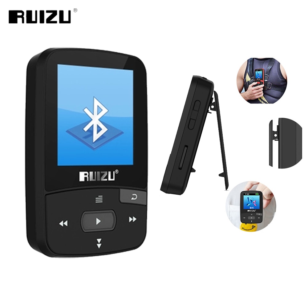 RUIZU X50 Sport lettore MP3 con Bluetooth 8GB Mini Clip Music lettore Audio supporto Radio FM registratore EBook orologio pedometro Video