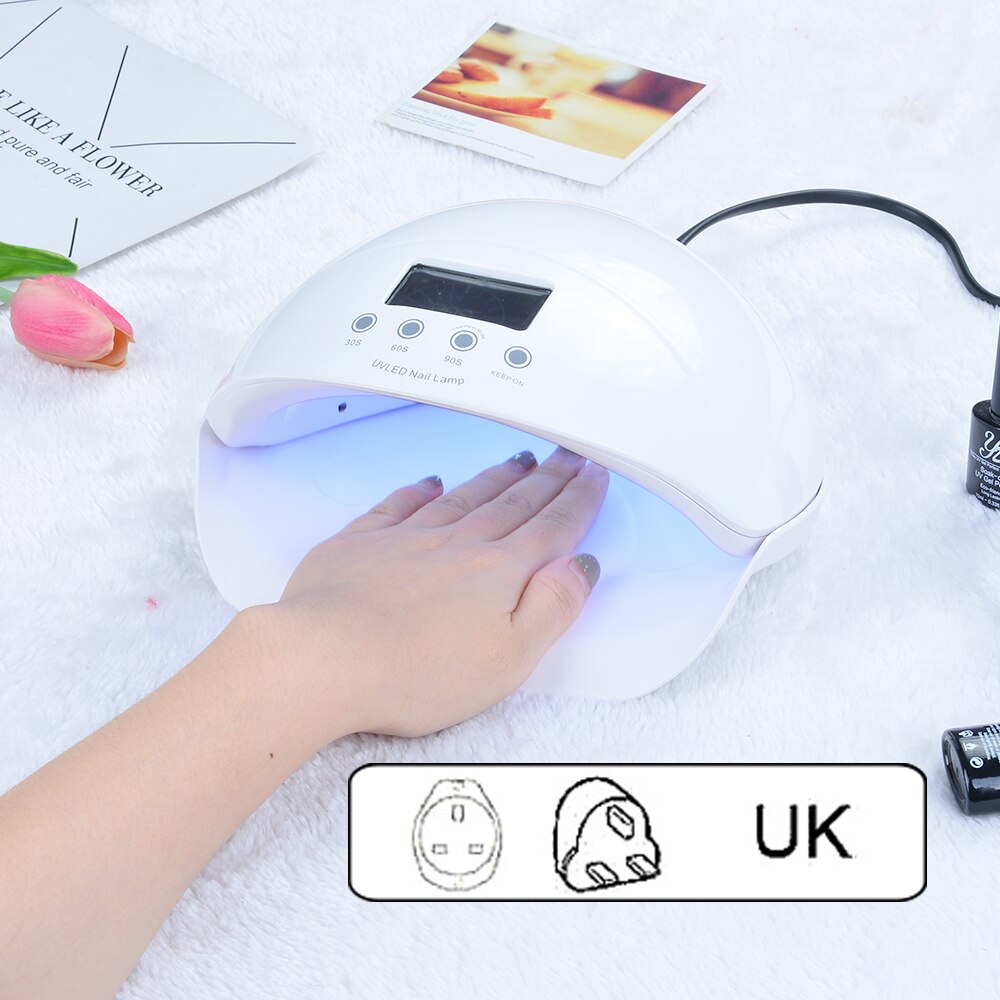 Hotest 48W Nagel Droger UV LED Nagel Lamp Gel Polish Curing Lamp met Bodem 30 s/60 s /90s Timer LCD Display Lamp voor Nail Droger: 48W UK Plug