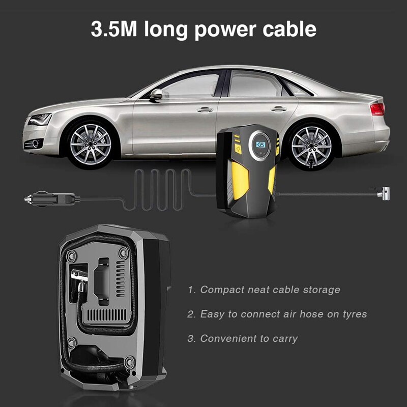 Digital Tyre Inflator, Portable Air Compressor Tyre Pump DC 12V 150PSI with LED Light for Car/Bicycle/Motorcycle/Balls