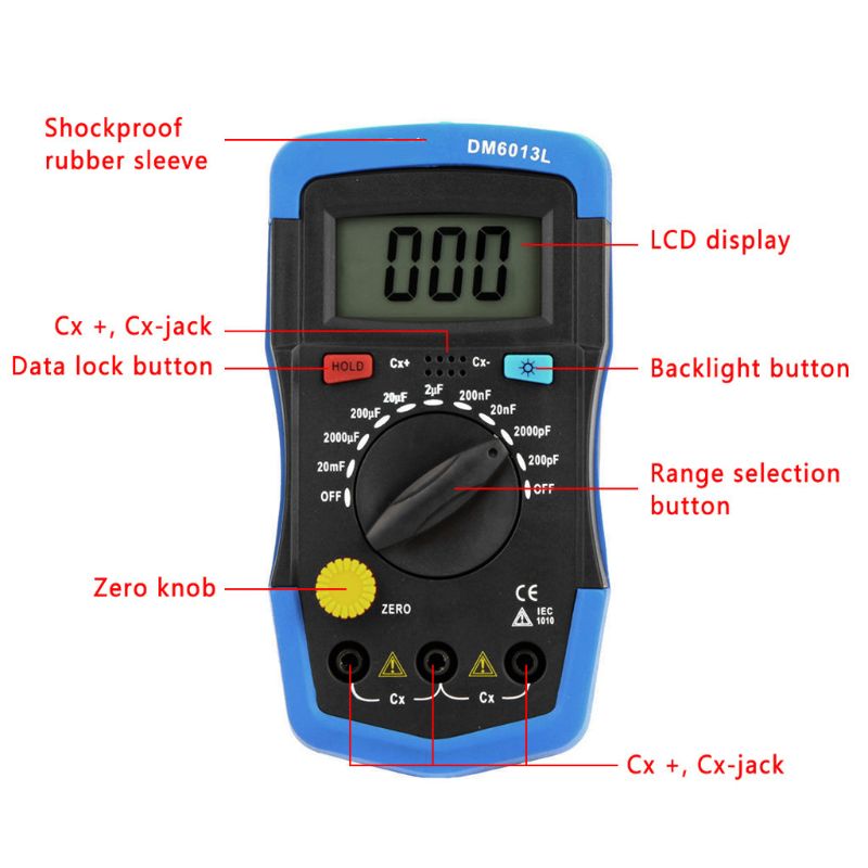 Digital Capacitance Capacitor Tester pF uF Circuit Gauge Tester with LCD Display B2QC