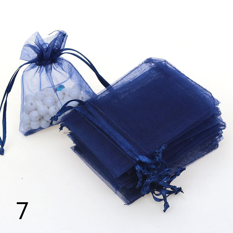 7x9CM Sheer Organza Bags Drawable Jewelry Pouch Packaging Bag Candy Bag for Wedding Prom Party Decor 50pcs/set: 7