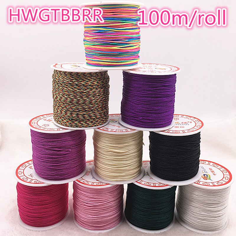 100M/Roll 0.8mm Black Nylon Cord Thread Chinese Knot Macrame Cord Bracelet Braided String DIY Tassels Beading Thread