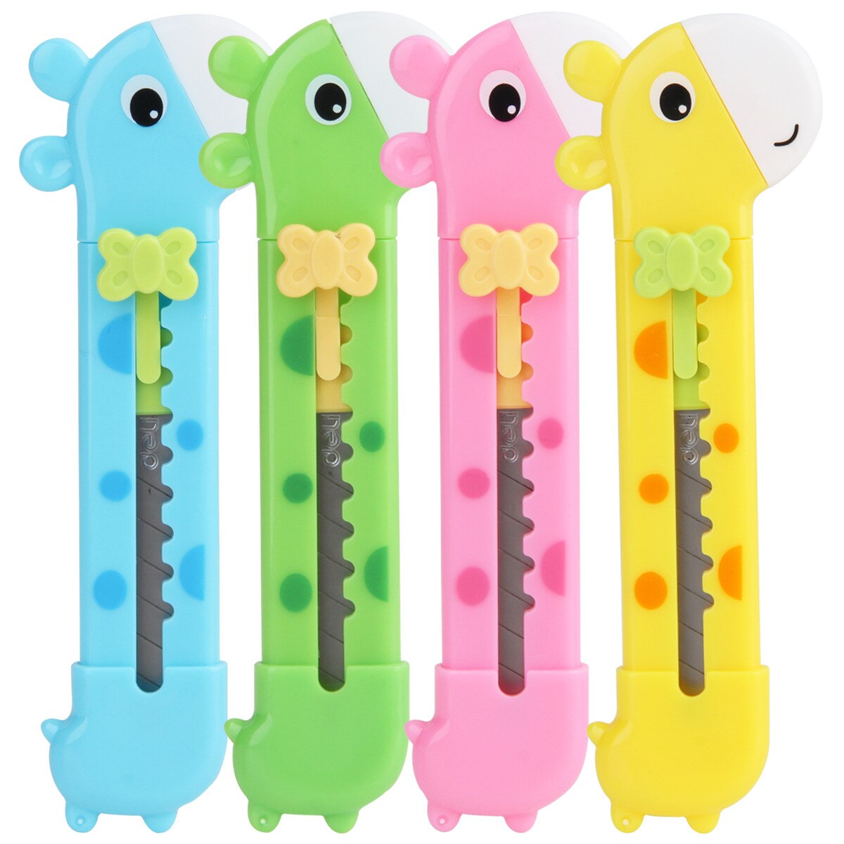3 st  / 5 st godis tecknad giraff multifunktionell konstkniv och bekväm säkerhetstapetkniv för barn med lock