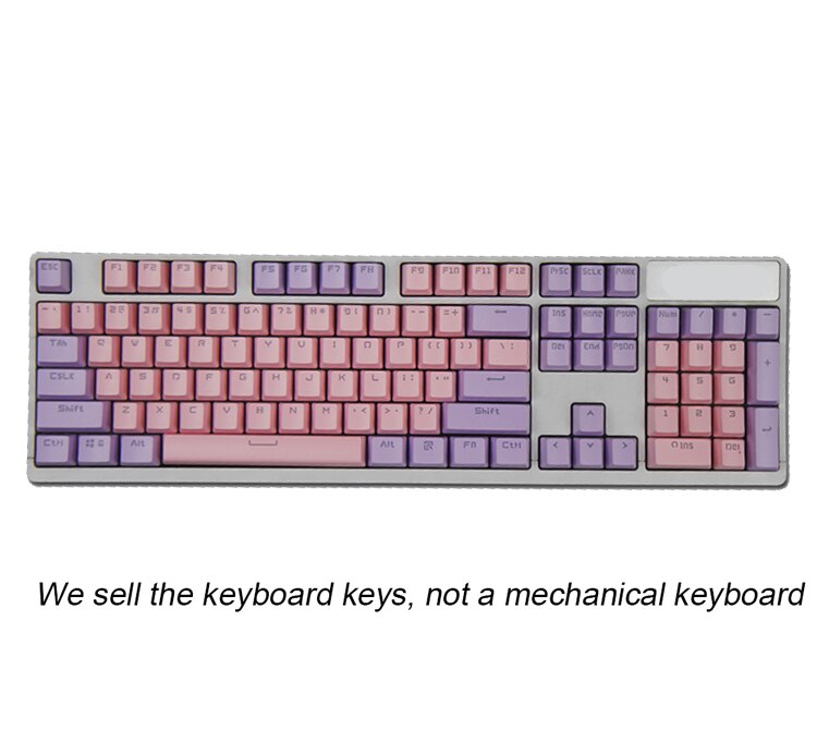Pink Purple Blue Mechanical Keyboard Key Cap 104/87 Keycap ABS Transparent Key Cap For Gaming Mechanical Keyboard MX Keycaps: Purple Pink