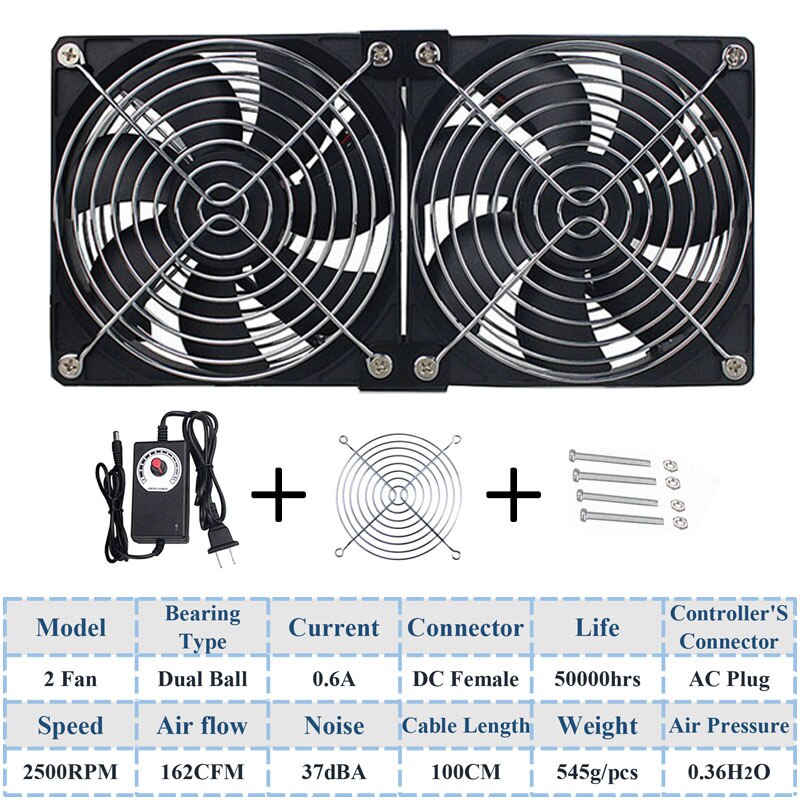 Gdstime 120Mm Dc 12V 220V Fan Mijnbouw Computer Chassis Workstation Radiator 12Cm 120Mm X 25mm High Speed Router Server Koelventilator: 2 Fans Ball 2500RPM