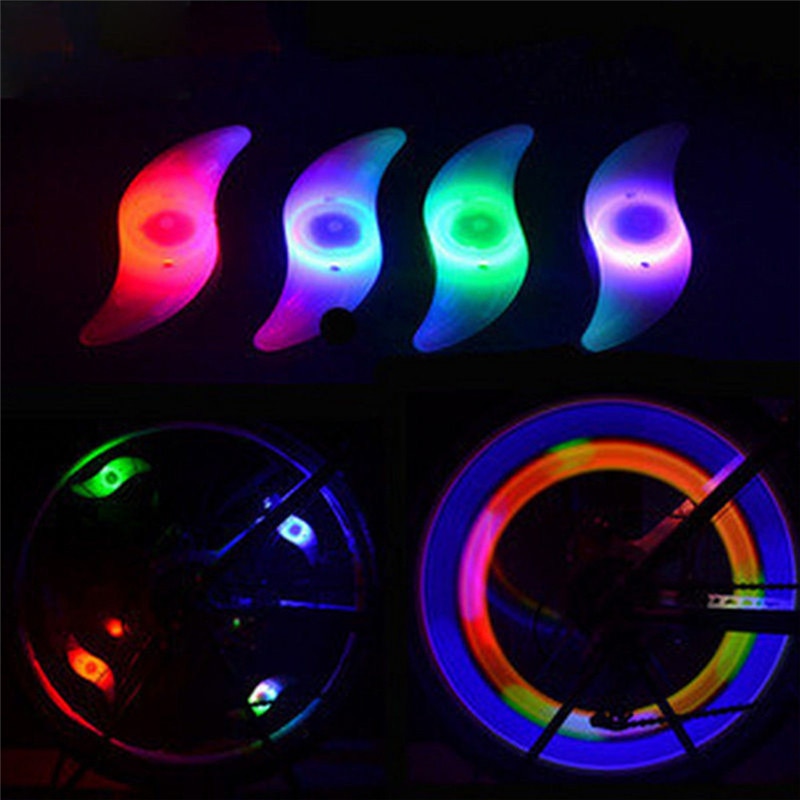 1pc cykelljus cykellampa led däck däck ventilkåpor hjulekrar cykellyktor för cykeltillbehör 4 färger vattentäta