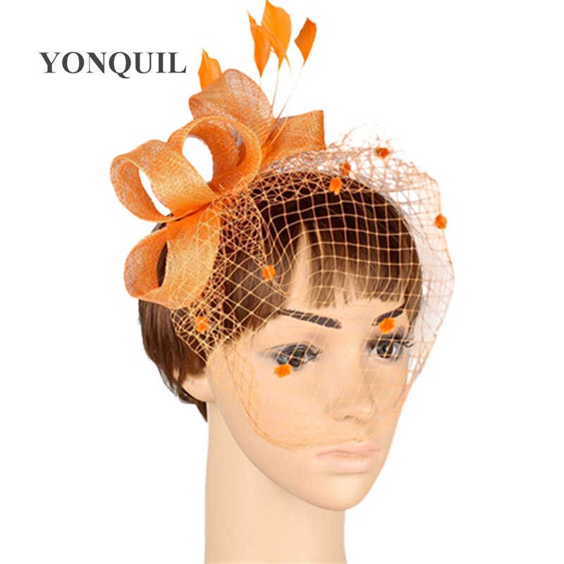 Sinamay – couvre-chef de mariée multicolore de , accessoire capillaire pour mariage et Cocktail, MYQ006: Orange