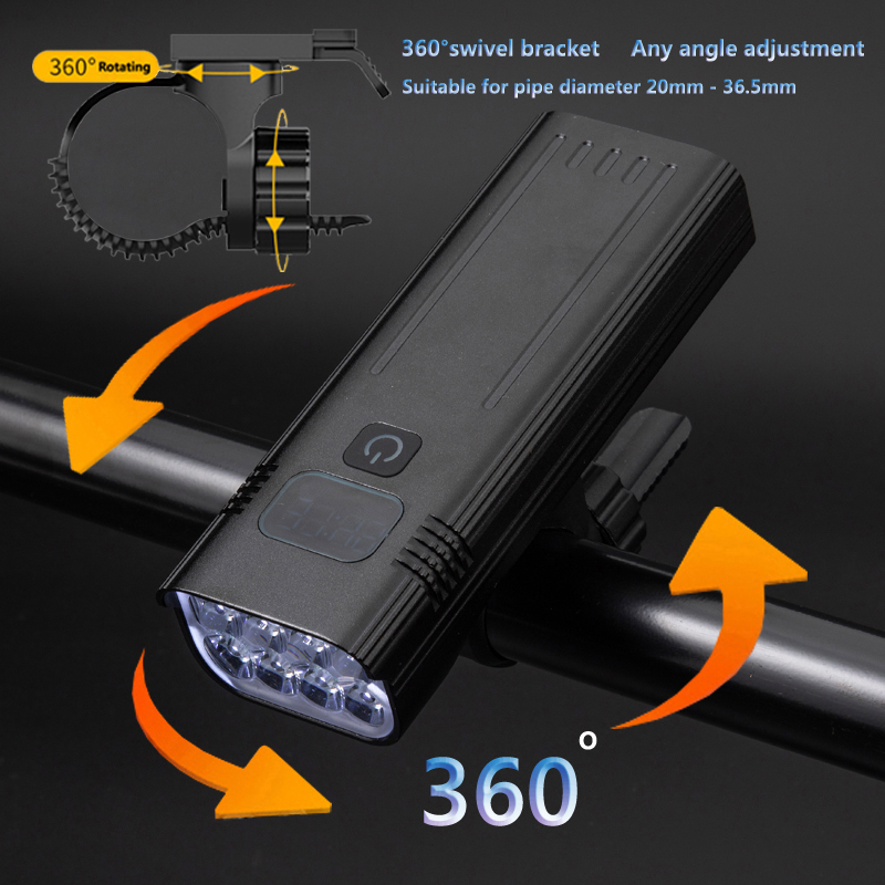 Luz piezas de aluminio para bicicleta de montaña, 2 faros de 10000mAh, 8 luces LED, accesorios para ciclismo de carretera