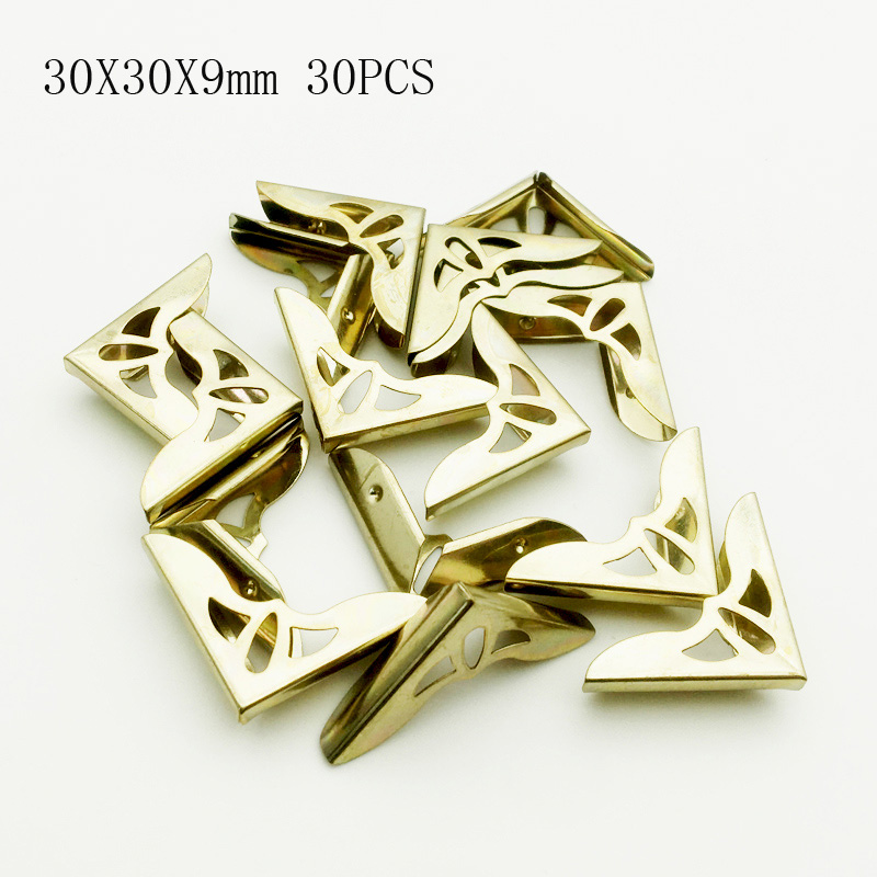 Metal dorado Esquineros para libro, para álbumes de fotos, carpetas, decoración de álbum de recortes, 30x30x9mm, 30 Uds. Por paquete