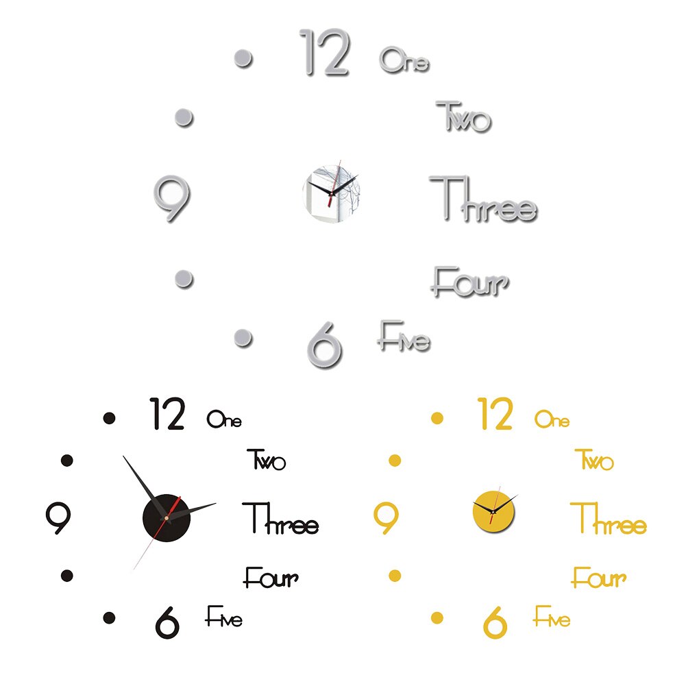 3D Wall Clock Mirror Wall Stickers DIY Wall Clocks Removable Art Decal Sticker Home Decor Living Room Quartz Needle