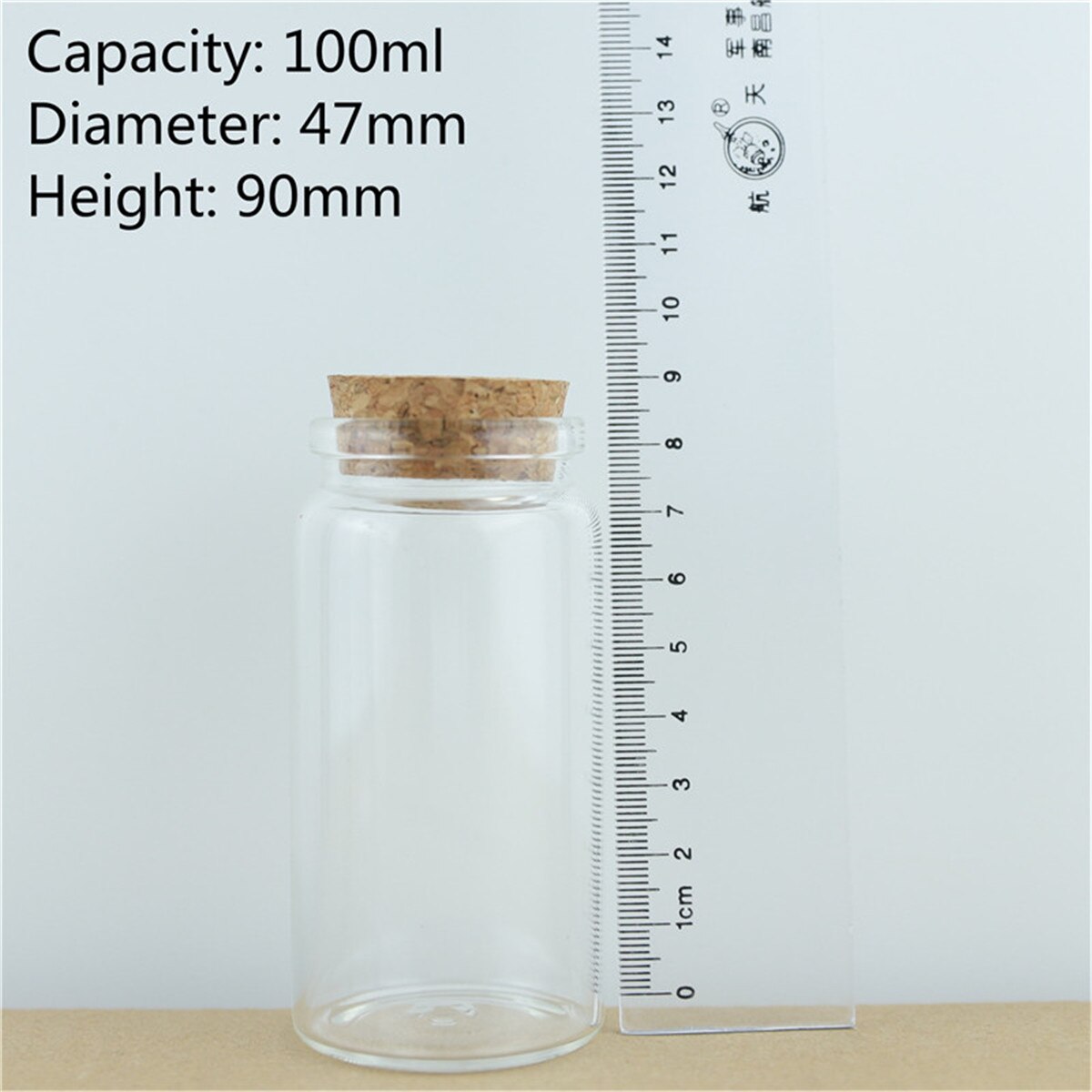 24PCS/lot 47mm Diameter Cork Glass Bottles Spice Jars Candy Storage Jars Vials Stopper Transparent Glass Bottle DIY Container
