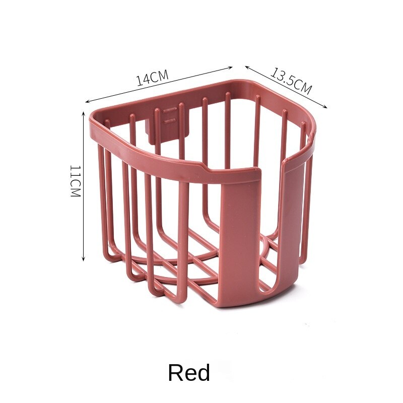 Porte-papier adhésif mural sans perçage, pour salle de bain, boîte à rouleaux de papier toilette: red