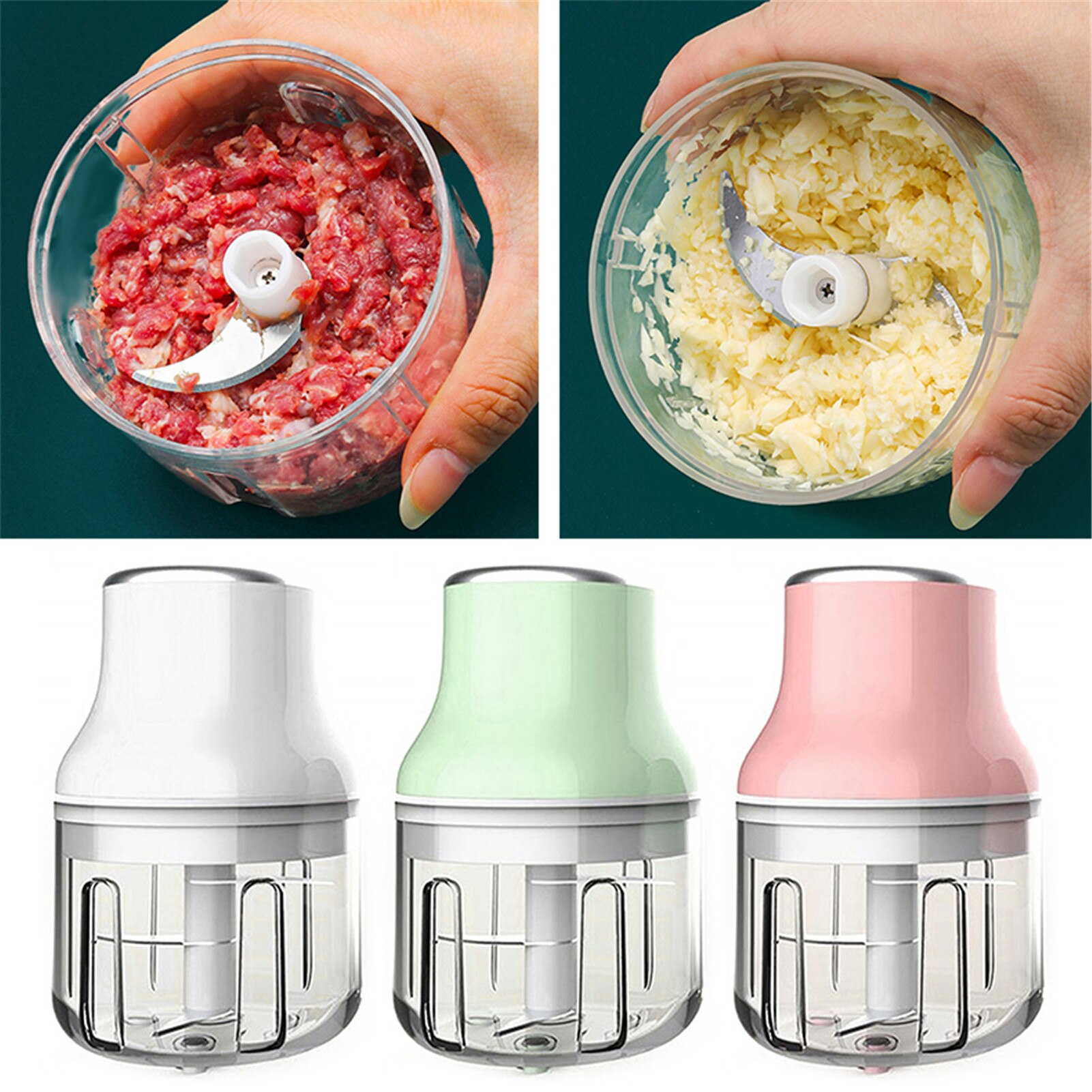 250ML Mini Electric Crusher Durable Stainless Steel Safe Chopper Masher Mini Food Processor Kitchen Tool