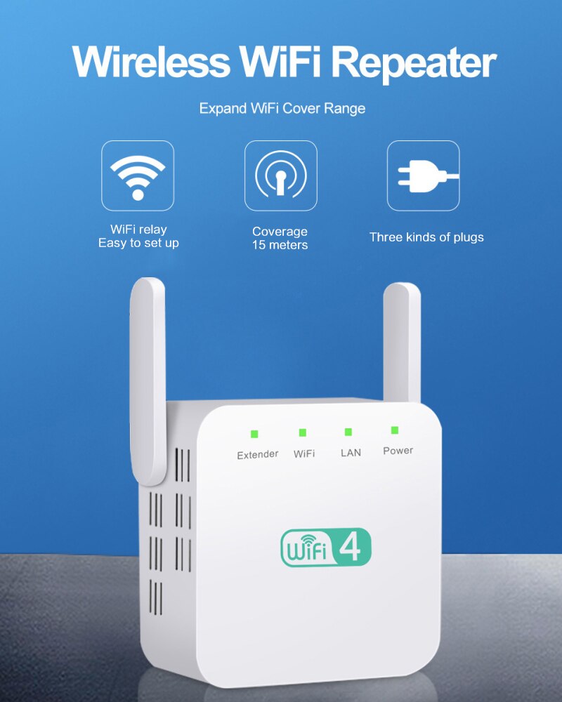 Wireless WiFi Repeater Wifi Extender 300Mbps Wi-Fi Amplifier Long Range Wifi Signal Booster Ultraboost Long Range Wifi Repiter