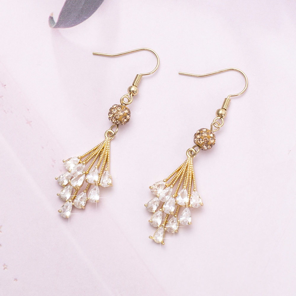 Rhombus Dangle Zircon Earrings For Women Luxury Crystal Trend Vintage Style Girls Jewelry