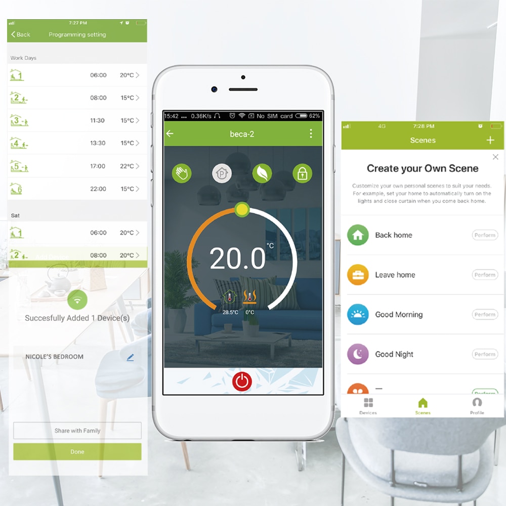 Home Programmable Thermostat for Water Heating System Smart Touchscreen Heat Only Thermostat for Water Recirculating System