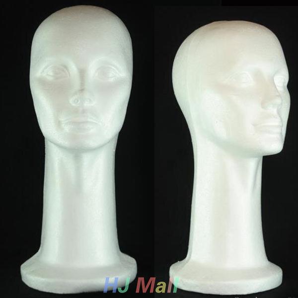 Cabeza de maniquí de espuma de poliestireno para mujer, con peluca, cabello, gafas y sombrero, y 53cm cabezas de maniquí de espuma.