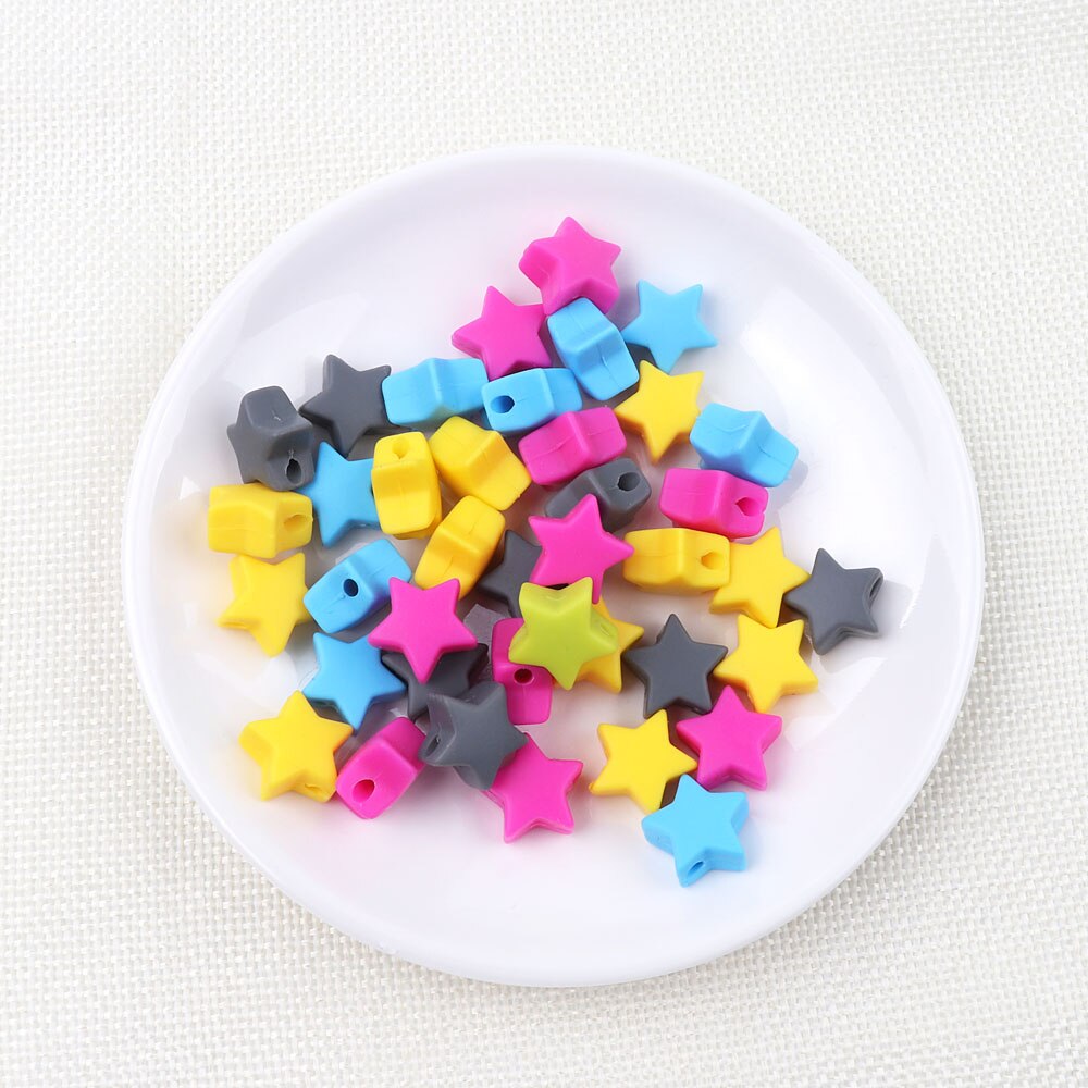 TYRY. HU 10 pc/lot étoiles bébé Silicone perles de dentition de alimentaire bébé produits collier à faire soi-même rongeur perles bébé jouets sûrs sans BPA: E