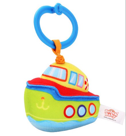 Sonajeros de dibujos animados para bebés, juguetes de tela para transportar bebés de 0 a 24 meses, calmante para dormir Musical, manivela de mano, juguetes para bebés: Steamship B