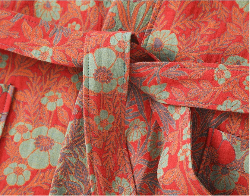 Katoenen bedrukte damesbadjas voor lente en herfst Pyjama's Thuiskleding Multi kleuren Sneldrogende badjassen Dames