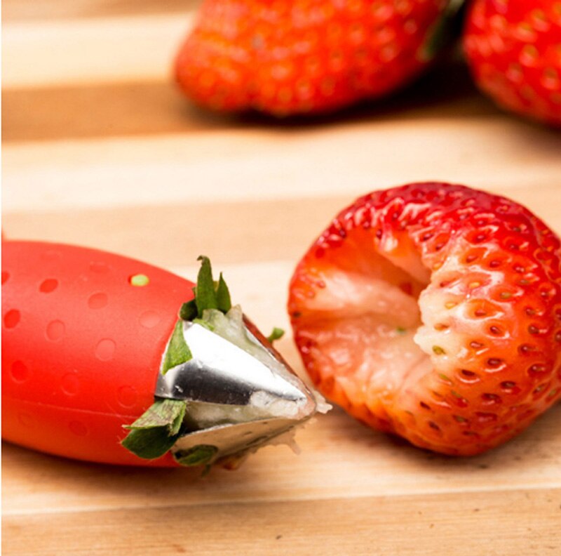 Røde jordbær huller jordbær top bladfjerner tomatstilk frugt kniv stilk fjerner bærbart køkkenværktøj  b091