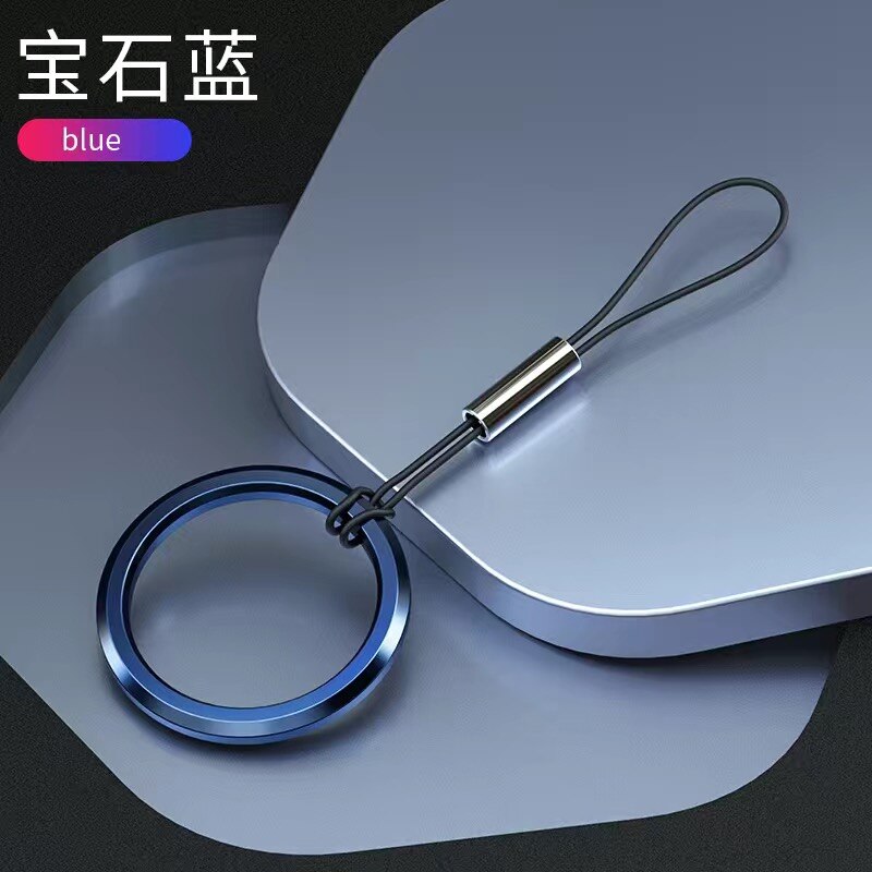 Metalen Ring Loop Hand Wrist Lanyard Riem Voor Iphone Huawei Samsung Case Usb Flash Drives Toetsen Sleutelhangers Camera Anti-verloren Bandjes: Blue