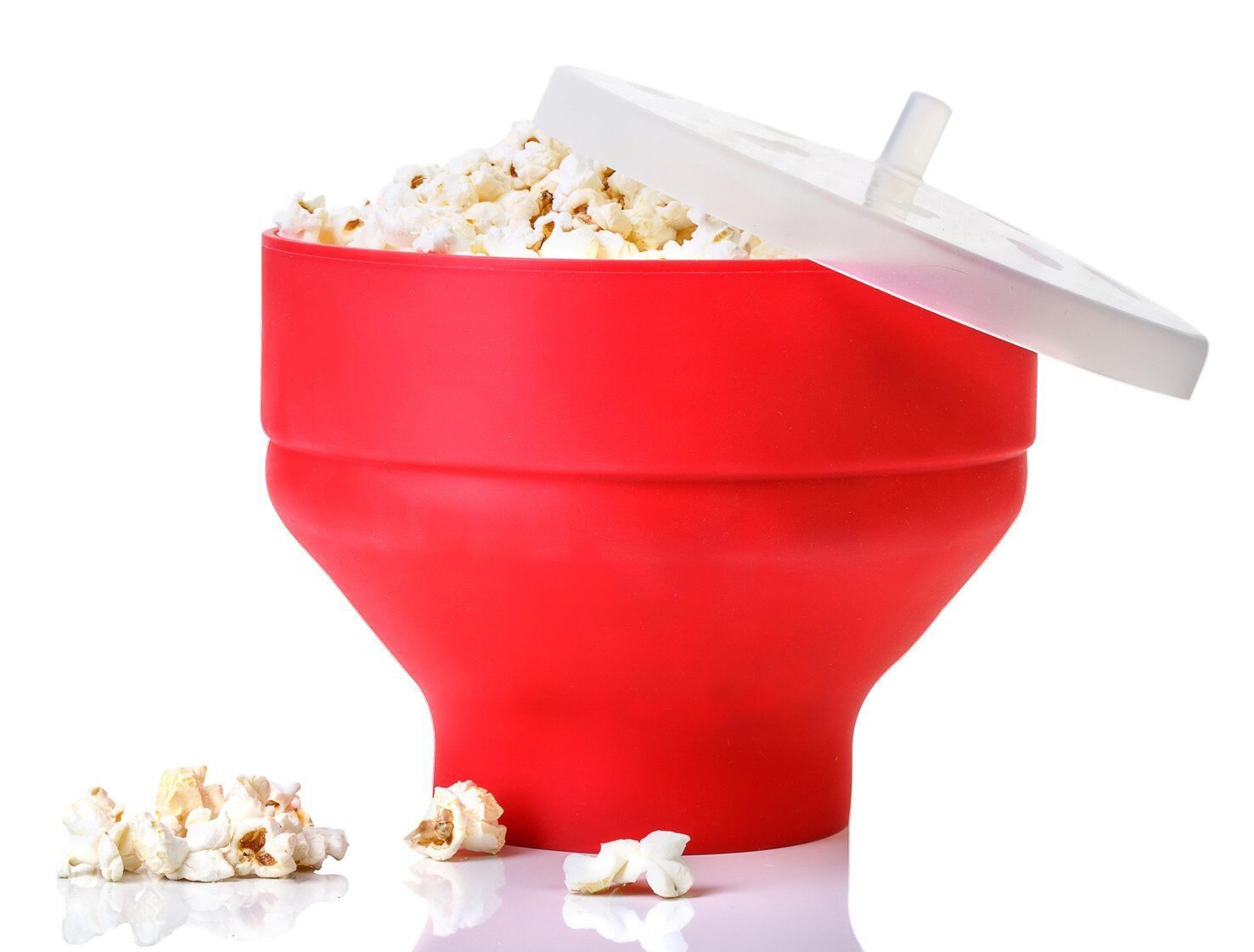 1~3pcs Red Silicone Popcorn Maker Microwave Bucket Foldable Poppers Bowl DIY with Lid Large Round Container Set Kitchen Tool
