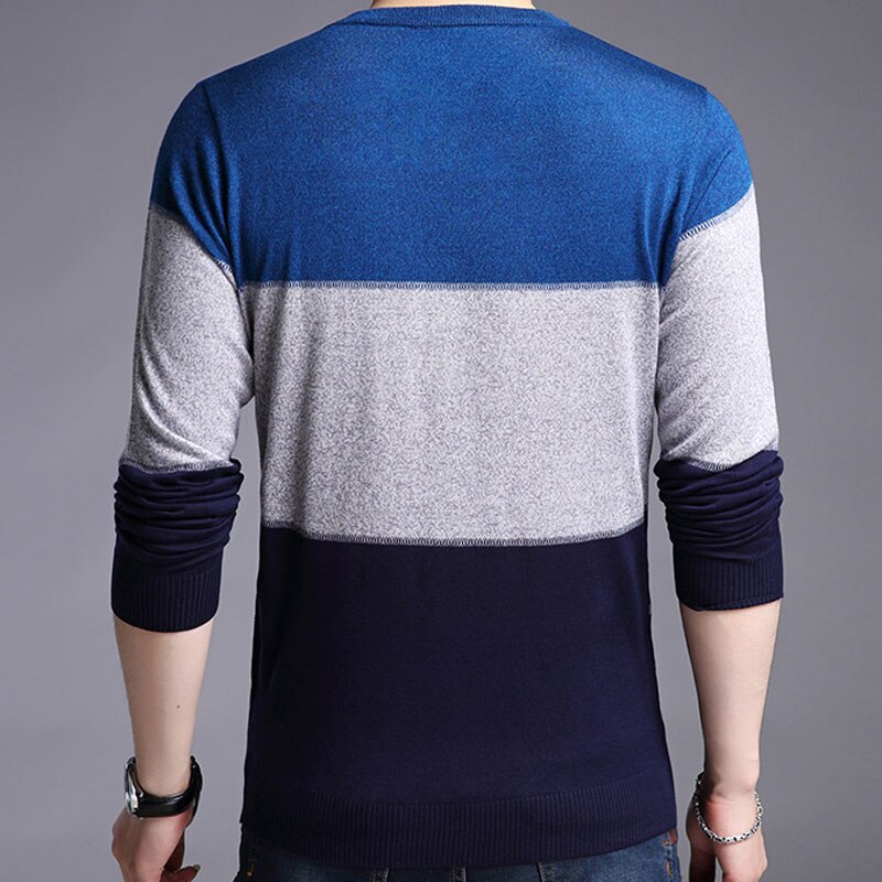 Klassisk strikket genser herre genser varme stripete gensere vinter strikke klær sueter hombre casual camisa masculina