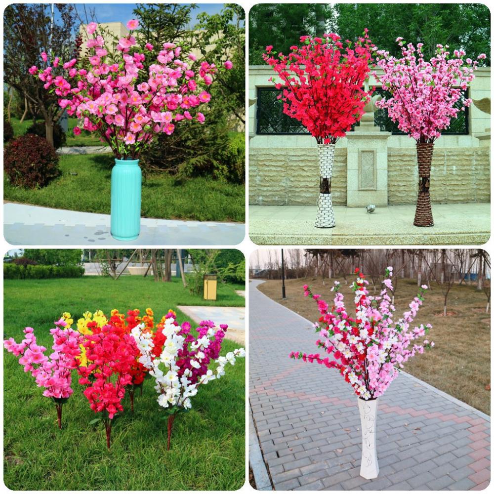 120 Cm Kunstmatige Cherry Tree Lente Pruimenbloesem Perzik Tak Zijde Bloem Boom Simulatie Bloem Bruiloft Woondecoratie