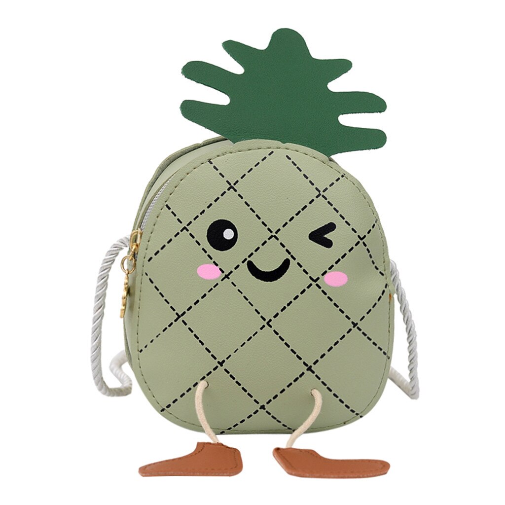 Trendy Kids Kinderen Meisjes Leuke Cartoon Pakket Portemonnees Vrouwelijke Ananas Vorm Keten Handige Portemonnees Messenger Bag: green