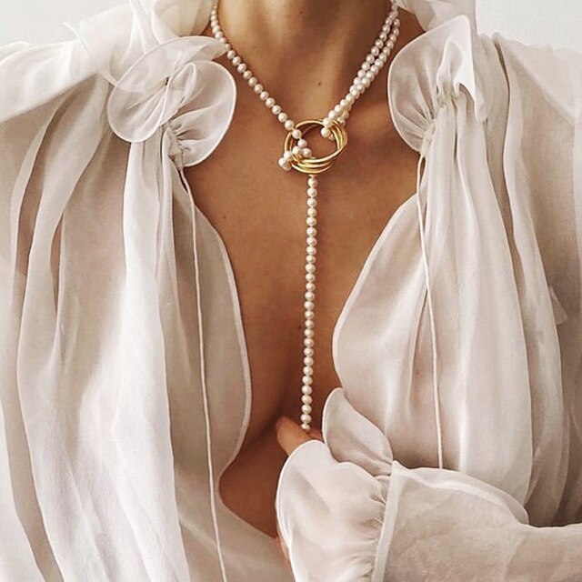 Enkle geometriske perler beaded choker halskæde til kvinder temperament vintage perlekæde kvinders senior luksus smykker: 2