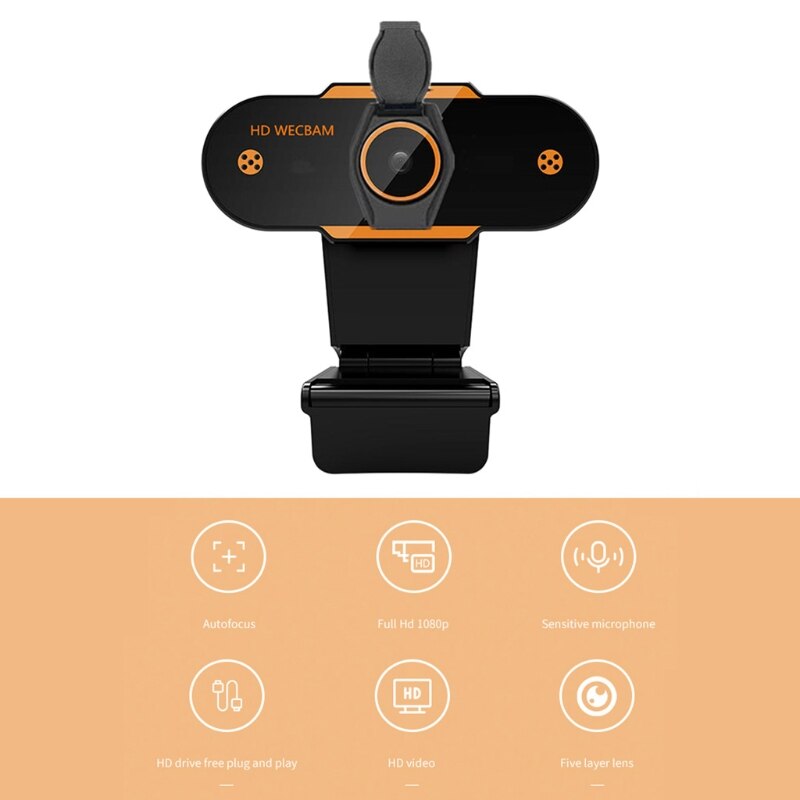 USB 2.0 Computer PC Web Camera Online Video 1080P HD- Webcam with Microphone