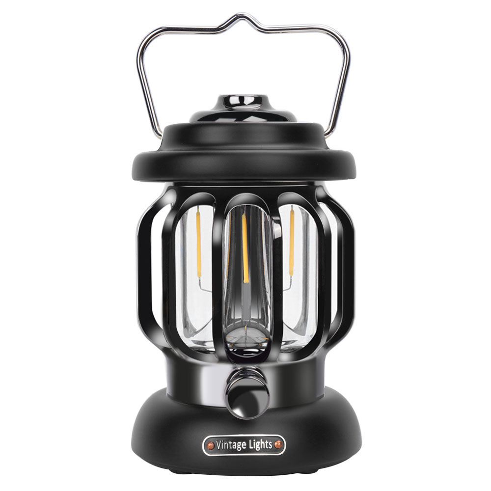 retro turystyczna latarnia zewnętrzna metalowa dekoracyjna wodoodporna lampa stołowa akumulator ciepły biały wystrój latarnia robić ścieżki ogrodowej: czarny