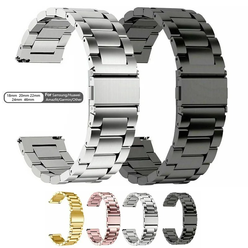18 mm 20 mm 22 mm horlogeband roestvrijstalen horlogeband, snelsluiting, vervanging compatibel met smartwatch, traditioneel horloge