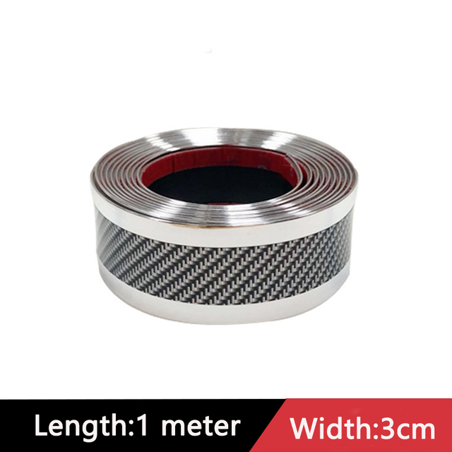 Car Sticker Car Door Sill Protector Stickers Anti Scratch Strip Carbon Fiber Car Threshold Protection Bumper Film Sticker: 3cm silver