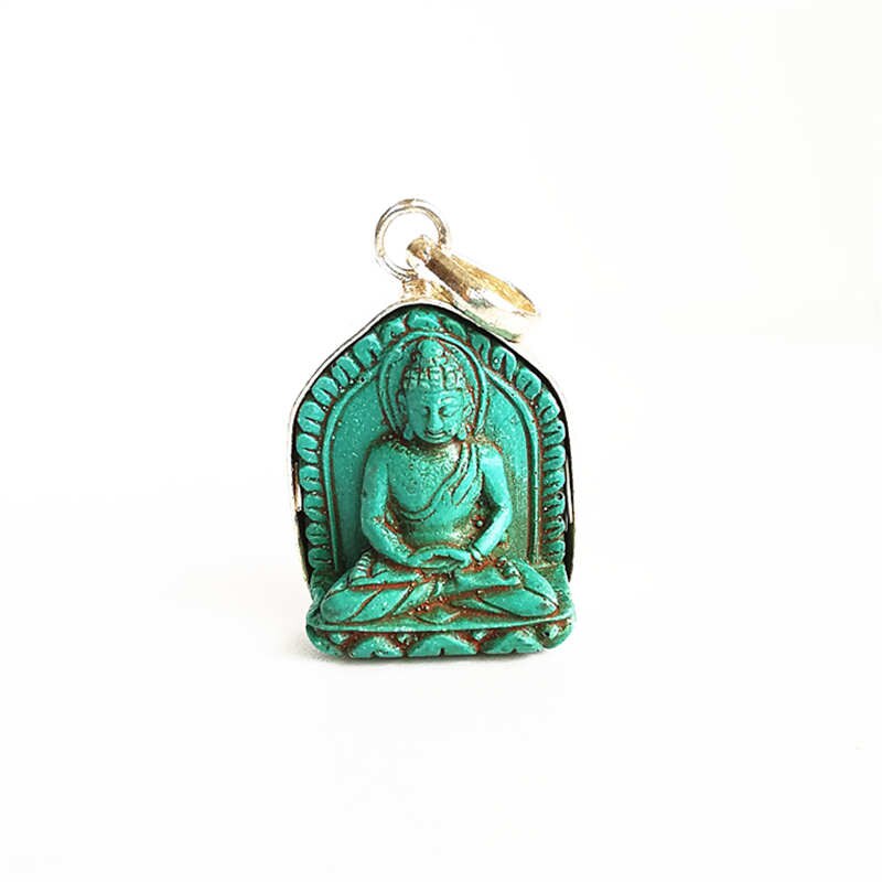 TBP684 Tibetischen Tonne Skulptur Buddha Amulette Anhänger Tasche Buddha Simulierte Türkisen Verkrustete Buddha Tara Ganyin: D. meditieren