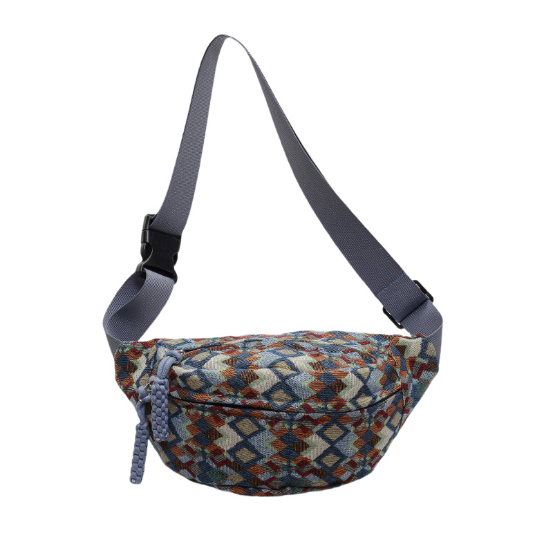 Bohemen Corduroy Riemtassen voor Dames Mode Heuptasje Vrouwelijke Banaan Heuptas Hippe Portemonnee Schouder Crossbody Borsttas Zak: Blauw