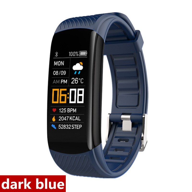 Amynikeer Smart Armband C5S Fitness Armband Fitness Tracker Hartslagmeter Stappenteller Calorie IP67 Waterdichte Slimme Band: dark blue