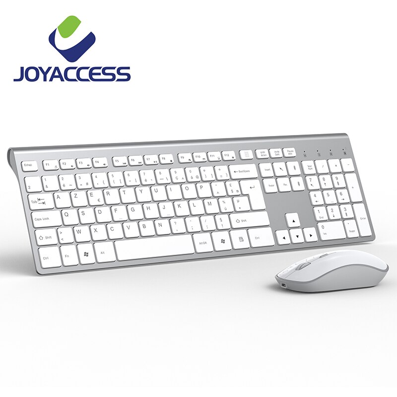 JOYACCESS 106 Keycaps 2.4GHz Wireless Keyboard and Mouse French/German/English/Italian/Spanish Rechargeable Keyboard Mouse Combo