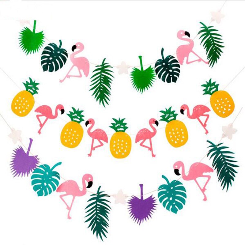 Novedad de verano en banderines de flamenco, 1 unidad, de piña Tropical hawaiana, accesorio para foto de guirnaldas para decoraciones de cumpleaños