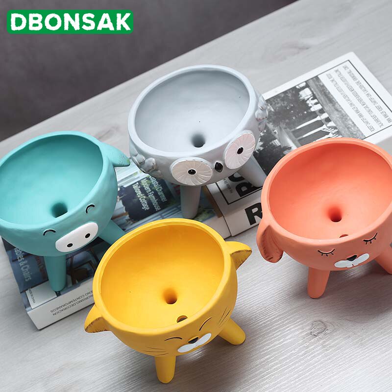 Tegneserie dyr keramik urtepotte ugle kanin kat gris keramik sukkulent plante potte vase dyr skulptur hjem havedekoration
