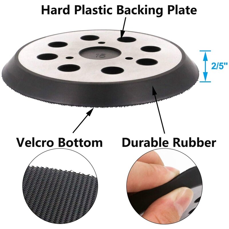 HLZS-5 Inch 8 Hole Replacement Sander Pads 5 inch Hook and Loop Orbital Sanding Backing Plates for DeWalt 151281-08 4Pcs
