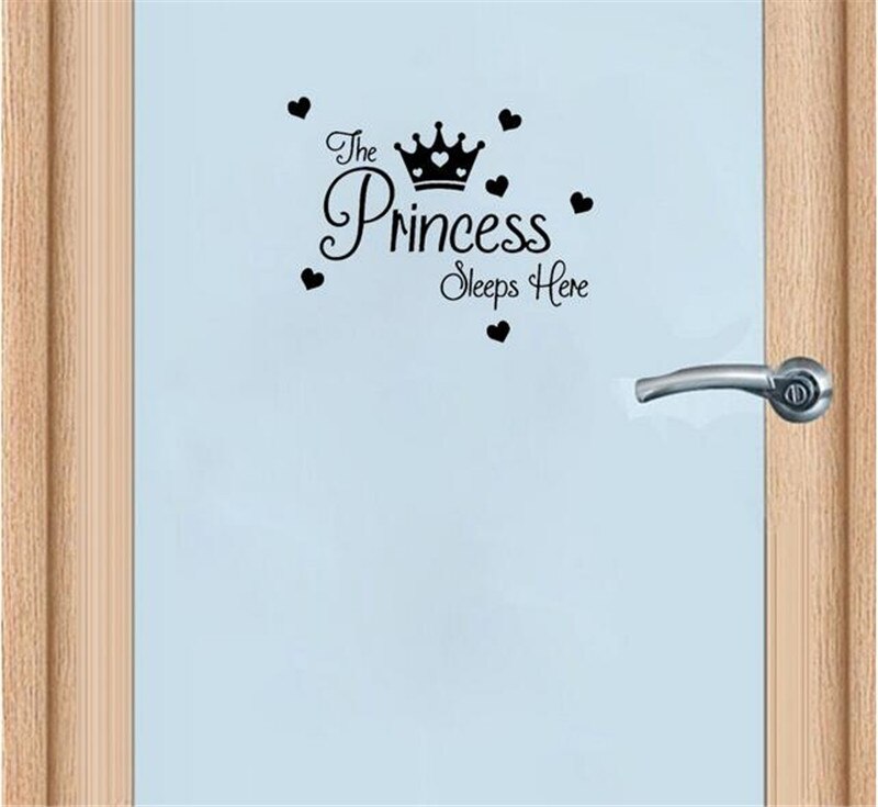 PRINSES Slaapt HIER Baby Meisjes Kamer muurstickers voor kinderen kamers Deur Sticker Home Decor Muurtattoo