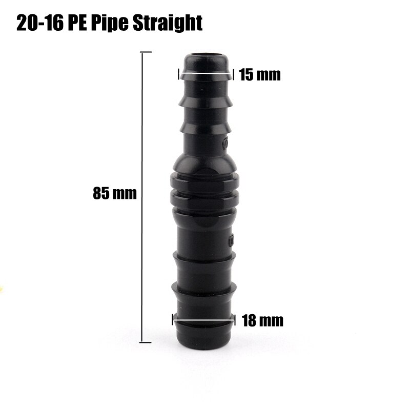 10pcs 20mm PE Pipe Connectors Agricultural Micro Irrigation Hose Connector Gardening Watering Kits Tube Tee Elbow Joints: 20-16PE Straight